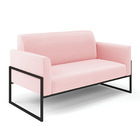 Sofá Namoradeira Com Poltrona Base Industrial Alta Preto Mari