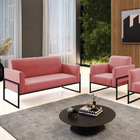 Sofá Namoradeira Com Poltrona Base Industrial Alta Preto Mari