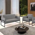 Sofá Namoradeira Com Poltrona Base Industrial Alta Preto Mari