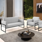 Sofá Namoradeira Com Poltrona Base Industrial Alta Preto Mari