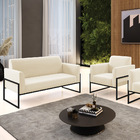 Sofá Namoradeira Com Poltrona Base Industrial Alta Preto Mari