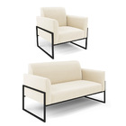 Sofá Namoradeira Com Poltrona Base Industrial Alta Preto Mari