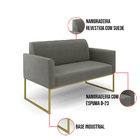 Sofá Namoradeira Com Poltrona Base Industrial Dourado Marisa