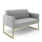 Sofá Namoradeira Com Poltrona Base Industrial Dourado Marisa