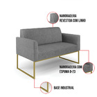 Sofá Namoradeira Com Poltrona Base Industrial Dourado Marisa