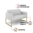 Sofá Namoradeira Com Poltrona Base Industrial Dourado Marisa