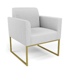 Sofá Namoradeira Com Poltrona Base Industrial Dourado Marisa