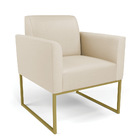 Sofá Namoradeira Com Poltrona Base Industrial Dourado Marisa