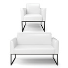 Sofá Namoradeira Com Poltrona Base Industrial Preto Marisa Co