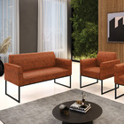 Sofá Namoradeira Com Poltrona Base Industrial Preto Marisa Co