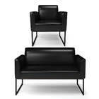 Sofá Namoradeira Com Poltrona Base Industrial Preto Marisa Co