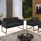 Sofá Namoradeira Com Poltrona Base Industrial Preto Marisa Co