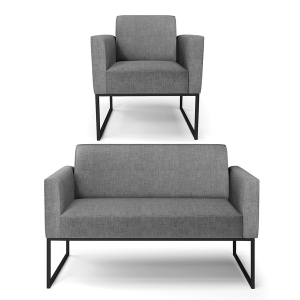 Sofá Namoradeira Com Poltrona Base Industrial Preto Marisa Li