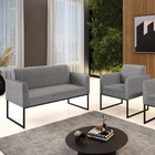 Sofá Namoradeira Com Poltrona Base Industrial Preto Marisa Li