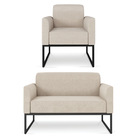 Sofá Namoradeira Com Poltrona Base Industrial Preto Marisa Li