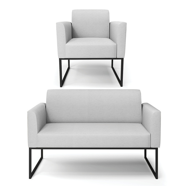 Sofá Namoradeira Com Poltrona Base Industrial Preto Marisa Li