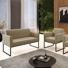 Sofá Namoradeira Com Poltrona Base Industrial Preto Marisa Su