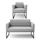 Sofá Namoradeira Com Poltrona Base Industrial Preto Marisa Su