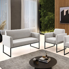 Sofá Namoradeira Com Poltrona Base Industrial Preto Marisa Ve