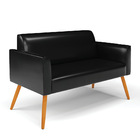 Sofá Namoradeira Com Poltrona Pés Palito Castanho Marisa Cora