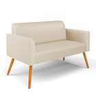 Sofá Namoradeira Com Poltrona Pés Palito Castanho Marisa Cori