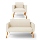 Sofá Namoradeira Com Poltrona Pés Palito Castanho Marisa Linh