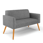 Sofá Namoradeira Com Poltrona Pés Palito Castanho Marisa Linh