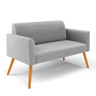 Sofá Namoradeira Com Poltrona Pés Palito Castanho Marisa Sued