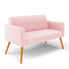 Sofá Namoradeira Com Poltrona Pés Palito Castanho Marisa Sued