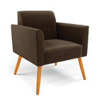 Sofá Namoradeira Com Poltrona Pés Palito Castanho Marisa Sued