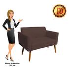 Sofá Namoradeira Com Poltrona Pés Palito Castanho Marisa Sued