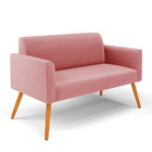 Sofá Namoradeira Com Poltrona Pés Palito Castanho Marisa Sued