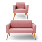 Sofá Namoradeira Com Poltrona Pés Palito Castanho Marisa Sued