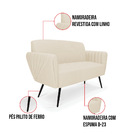 Sofá Namoradeira Com Poltrona Pés Palito De Ferro Bruna Linho