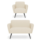 Sofá Namoradeira Com Poltrona Pés Palito De Ferro Bruna Linho