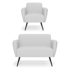 Sofá Namoradeira Com Poltrona Pés Palito De Ferro Bruna Linho