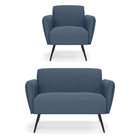 Sofá Namoradeira Com Poltrona Pés Palito De Ferro Bruna Suede