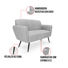 Sofá Namoradeira Com Poltrona Pés Palito De Ferro Bruna Suede