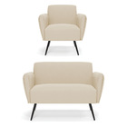 Sofá Namoradeira Com Poltrona Pés Palito De Ferro Bruna Suede