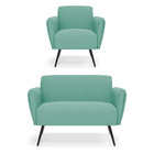 Sofá Namoradeira Com Poltrona Pés Palito De Ferro Bruna Suede