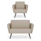 Sofá Namoradeira Com Poltrona Pés Palito De Ferro Bruna Velud