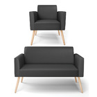 Sofá Namoradeira Com Poltrona Pés Palito Natural Marisa Corin