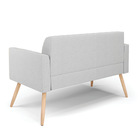 Sofá Namoradeira Com Poltrona Pés Palito Natural Marisa Linho