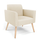 Sofá Namoradeira Com Poltrona Pés Palito Natural Marisa Linho