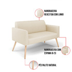 Sofá Namoradeira Com Poltrona Pés Palito Natural Marisa Linho