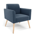 Sofá Namoradeira Com Poltrona Pés Palito Natural Marisa Suede