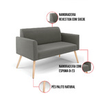 Sofá Namoradeira Com Poltrona Pés Palito Natural Marisa Suede