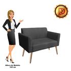 Sofá Namoradeira Com Poltrona Pés Palito Natural Marisa Suede