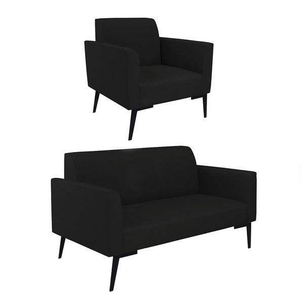 Sofá Namoradeira Com Poltrona Pés Villach Marisa Linho   - A7