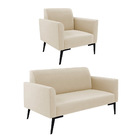 Sofá Namoradeira Com Poltrona Pés Villach Marisa Suede - Bege